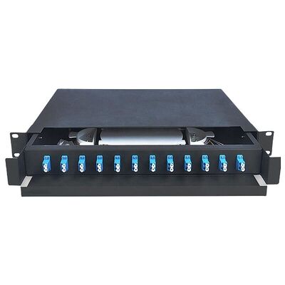 1U 12 항구 광 섬유용 패치 패널 LC 두 부분으로 된 광섬유 단자함