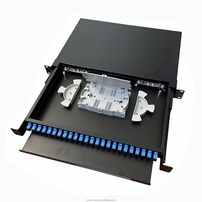 1U 섬유 플러그반 24 항구 검은 광섬유 단자 박스 선반 장착